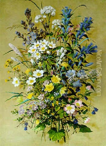 Stilleben Mit Wiesenblumen Oil Painting - Heinrich Carl Schubert
