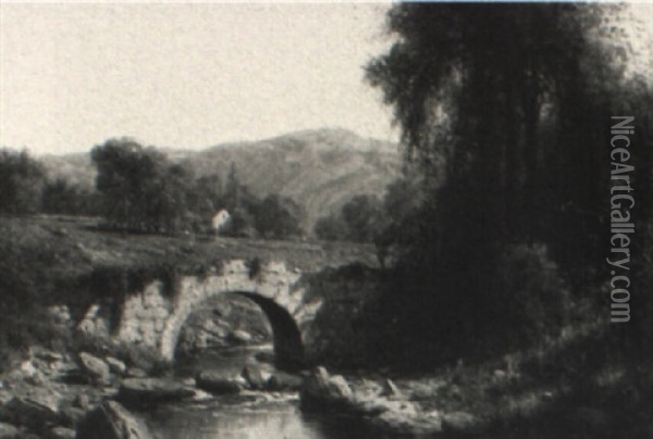Landscape With Bridge Oil Painting - George Lafayette Clough
