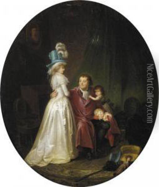 A Family Portrait Oil Painting - Marguerite Gerard