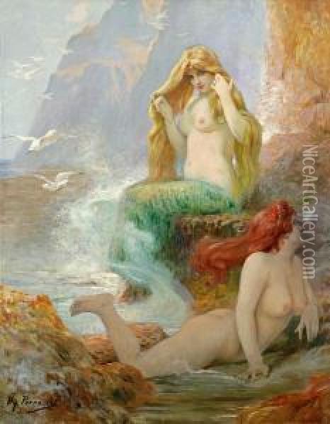 Mermaids Oil Painting - Henry Perrault