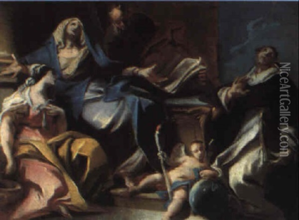 La Vergine E Tre Santi In Preghiera Oil Painting - Carlo Innocenzo Carlone