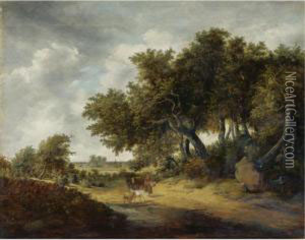 Travelers On A Sandy Road Oil Painting - Jan Wijnants