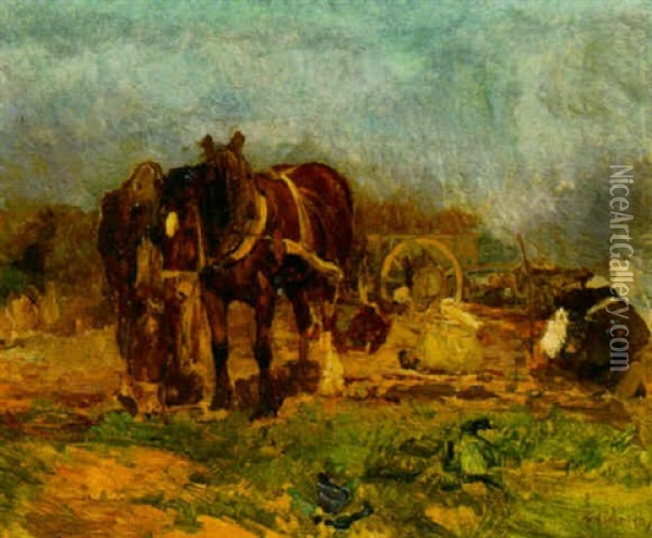 A Peasant Encampment Oil Painting - Franz Kiederich