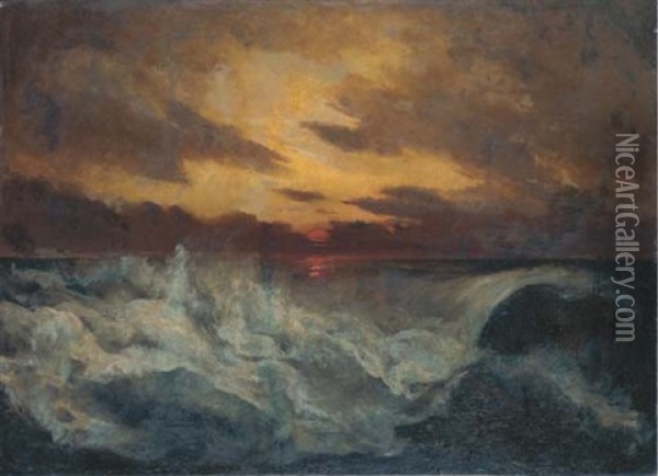 Tramonto Sul Mare In Burrasca Oil Painting - Louis d' Aquila de Bourbon