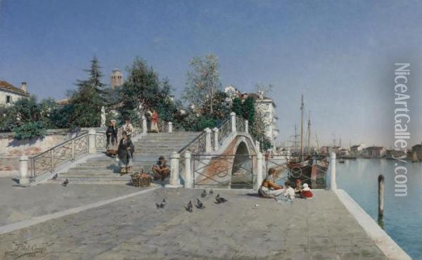Ponte Della Calcina, Dorsoduro, Venice Oil Painting - Federico del Campo