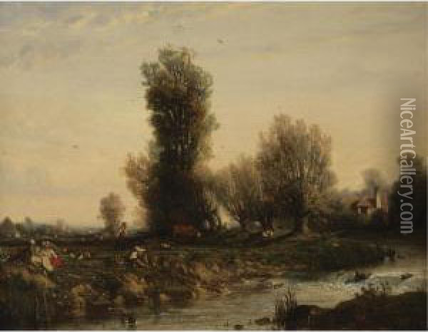 Sunday In The Country Oil Painting - Nicolas Louis Cabat