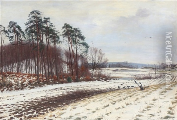 Winter Scenery From Rudersdal Oil Painting - Sigvard Marius Hansen