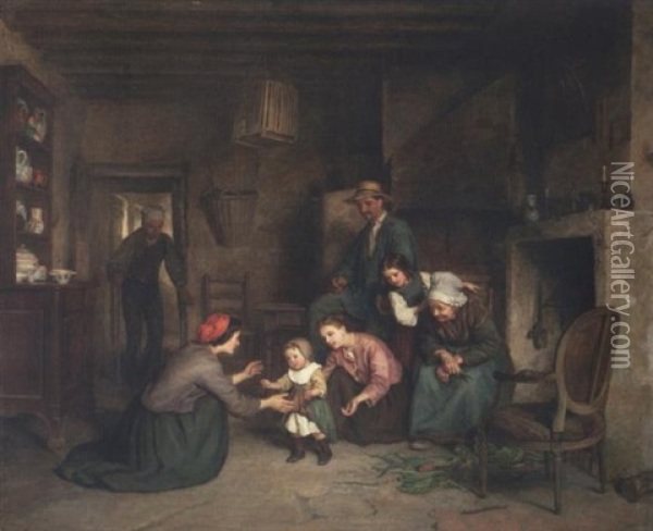 First Steps In Life Oil Painting - Pierre Edouard Frere