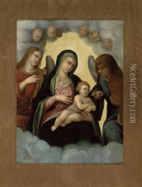 Maria Mit Kind Auf Wolkenbank, Umgeben Von Musizierenden Engeln Oil Painting -  Correggio