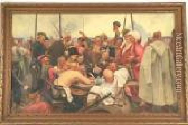 The Reply Of The Zaporozhian Cossacks To Sultan Mahmound Iv Oil Painting - Ilya Efimovich Efimovich Repin
