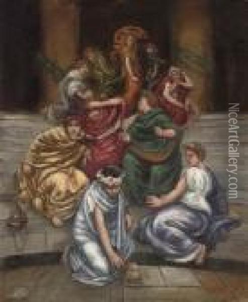 The Wise And Foolish Virgins Oil Painting - John Wainwright
