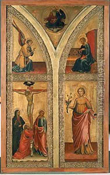 Altar wing depicting the Crucifixion St Dorothy and other saints 1420 Oil Painting - di Nardo Mariotto
