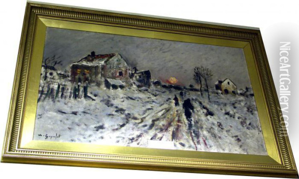 Vinterlandskap. Oil Painting - Wilhelm von Gegerfelt