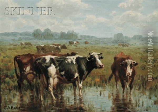 Cow In A Pool Oil Painting - George Arthur Hays
