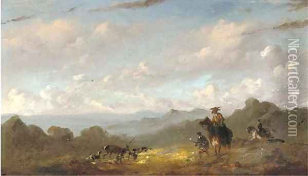 The deer hunt Oil Painting - Johannes Tavenraat