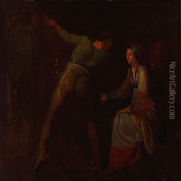 Hamlet Shows His Mother His Father's Ghost Oil Painting - Nicolas-Abraham Abilgaard