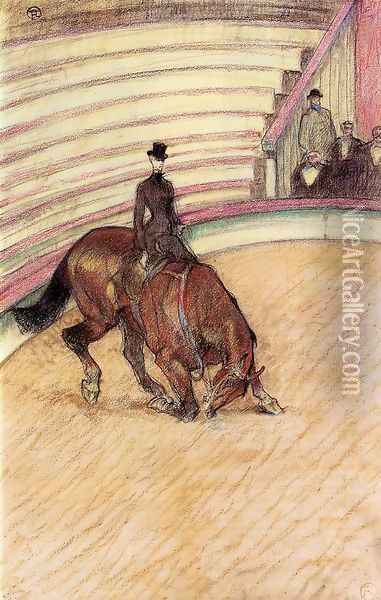 At the Circus: Dressage Oil Painting - Henri De Toulouse-Lautrec