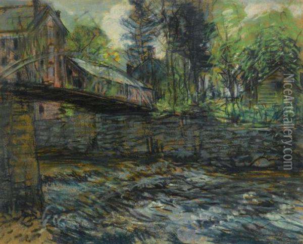 New Hampshire Bridge Oil Painting - Arthur C. Goodwin