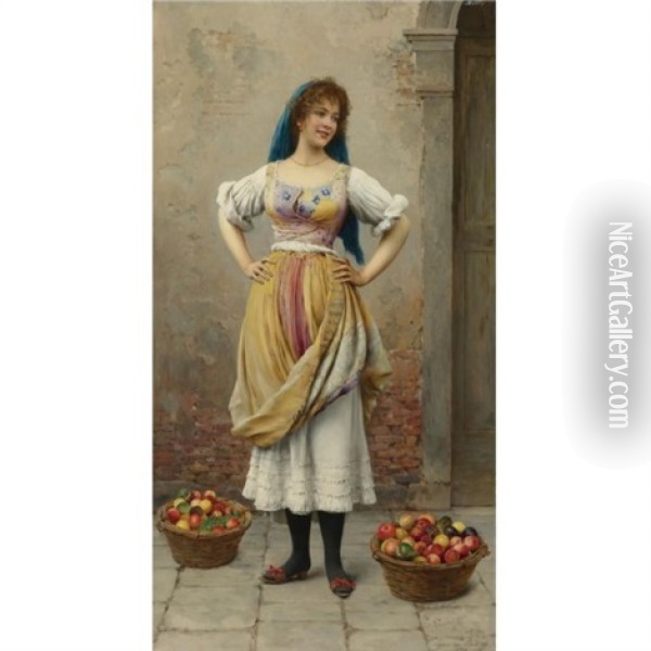 The Market Girl Oil Painting - Eugen von Blaas