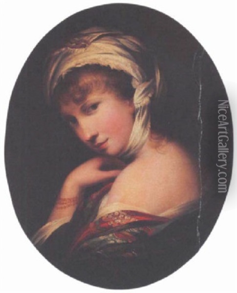 Portrait Of A Female Head Oil Painting - Angelika Kauffmann