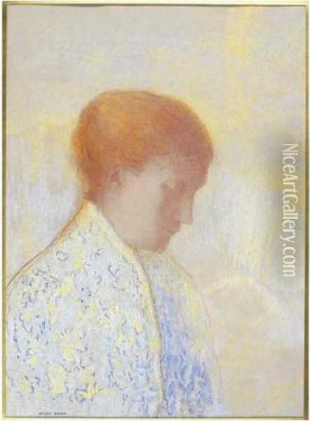 Camille (la Femme De L'artiste) Oil Painting - Odilon Redon