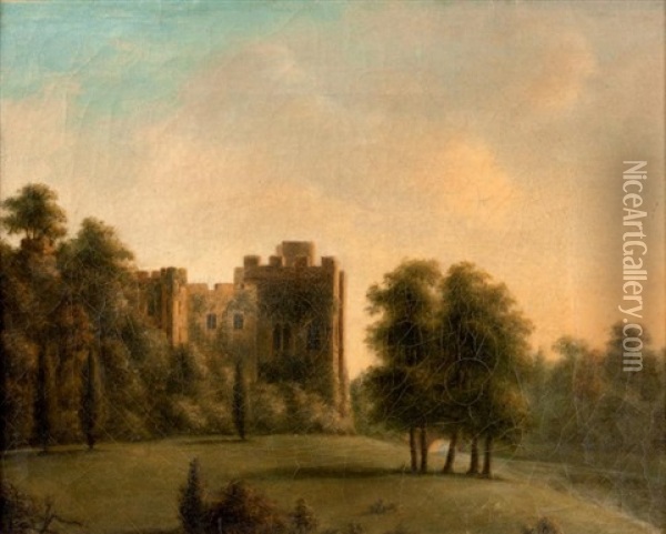 Vue Du Chateau De Warwick, Prise Du Jardin Oil Painting - Antoine Philippe d'duc d.M. Orleans