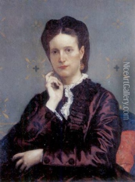 Portrait De Madame Hippolyte Doyon Nee Pouchelon (?) Oil Painting - Alexandre Cabanel