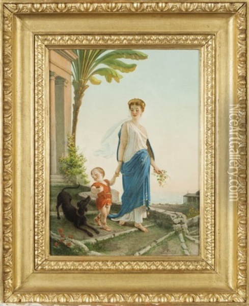 Mamma Con Figlio Oil Painting - Egisto Sarri