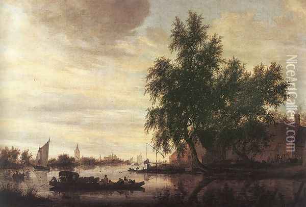 The Ferryboat 1647 Oil Painting - Salomon van Ruysdael