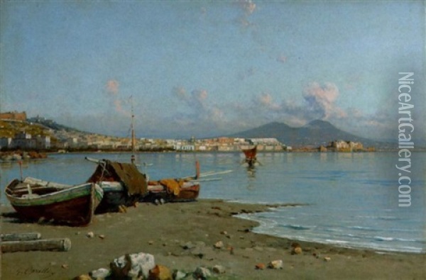 Bucht Von Neapel Mit Blick Auf Den Vesuv Oil Painting - Giuseppe Carelli