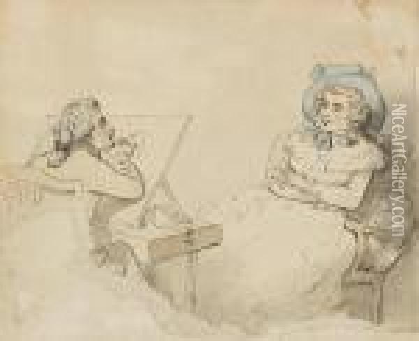 Painting A Portrait Of The Actress Francis Abington (1737-1815) Oil Painting - Thomas Rowlandson
