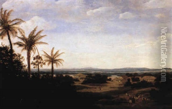 Landscape In Brazil With The Portuguese Residence Oil Painting - Frans Jansz Post
