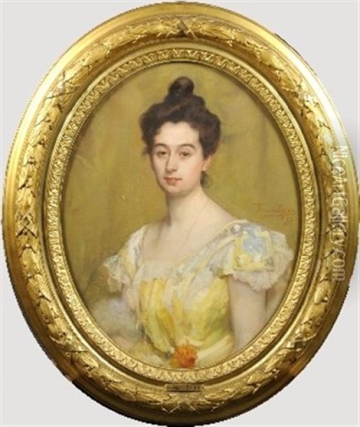 Portrait De Madame Henroz-simonis Oil Painting - Herman Jean Joseph Richir