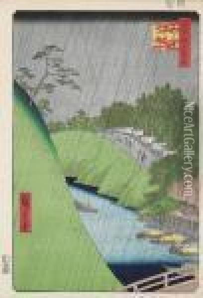 Seido Shrine And Kanda River Fromshohei Bridge Oil Painting - Utagawa or Ando Hiroshige