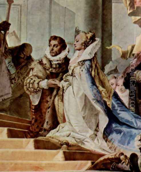 Frescoes in the imperial hall of the Würzburger residence castle, with historical scenes from the Ge 2 Oil Painting - Giovanni Battista Tiepolo