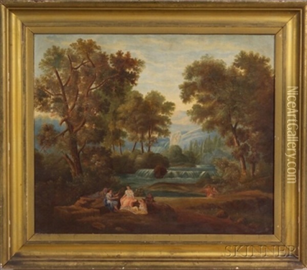 Allegorical Painting With Figures In A Landscape Oil Painting - Thomas Cole