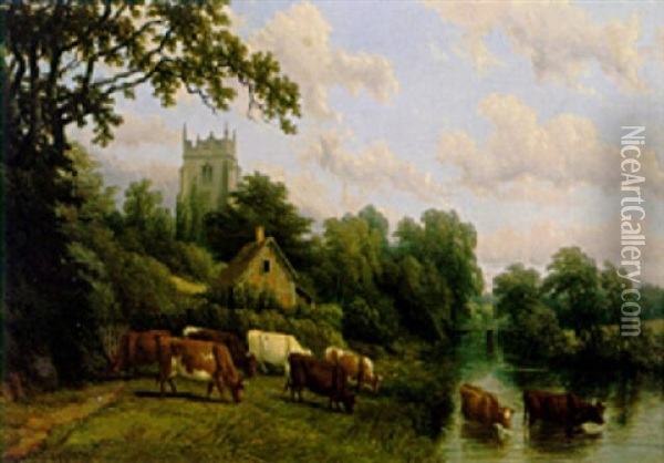 Ashow, Warwickshire Oil Painting - Thomas Baker