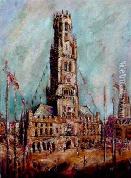 Le Beffroi De Bruges Oil Painting - Pierre Dumont