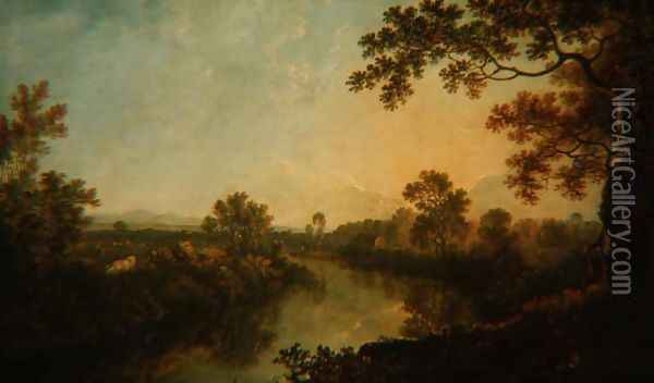 The River Dee, near Eaton Hall, c.1759-60 Oil Painting - Richard Wilson