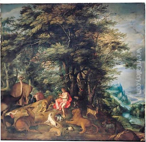 Orpheus Charming The Animals Oil Painting - Denys Van Alsloot