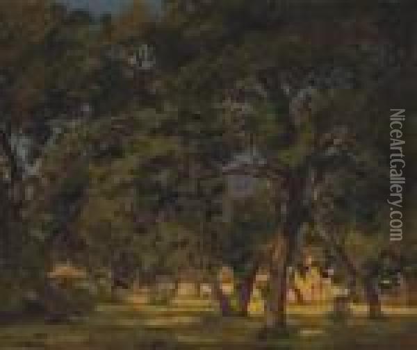 Summer In The Park, Del Monte Oil Painting - William Wendt
