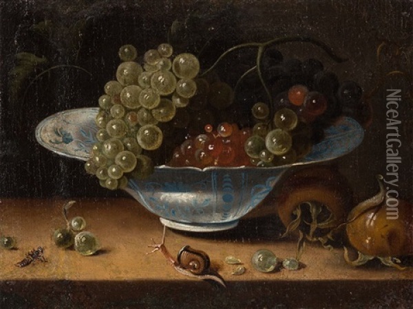 Still Life With Grapes/80 Oil Painting - Jacob Marrel