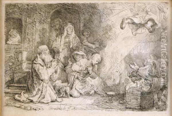 Le Depart De L'ange Oil Painting - Rembrandt Van Rijn