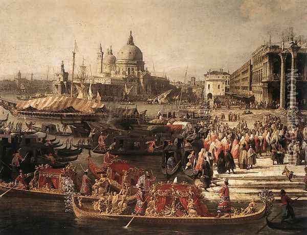 Arrival of the French Ambassador in Venice (detail 1) Oil Painting - (Giovanni Antonio Canal) Canaletto