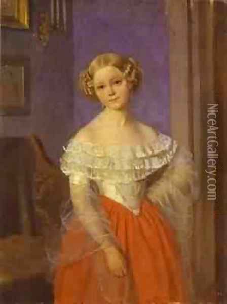 Portrait Of O I Demoncalle 1851 Oil Painting - Pavel Andreevich Fedotov