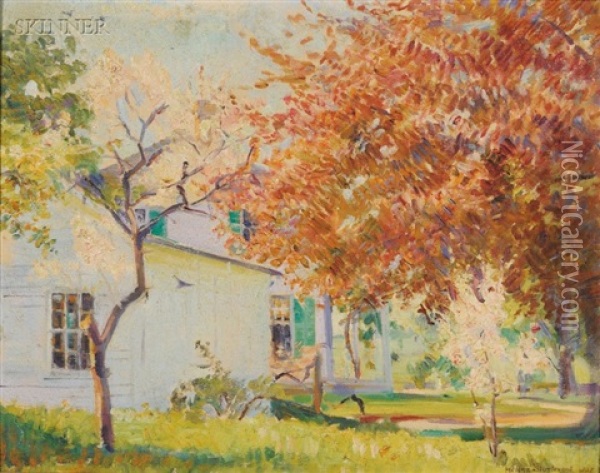 The Side Yard, Late Afternoon Oil Painting - Helen Sturtevant
