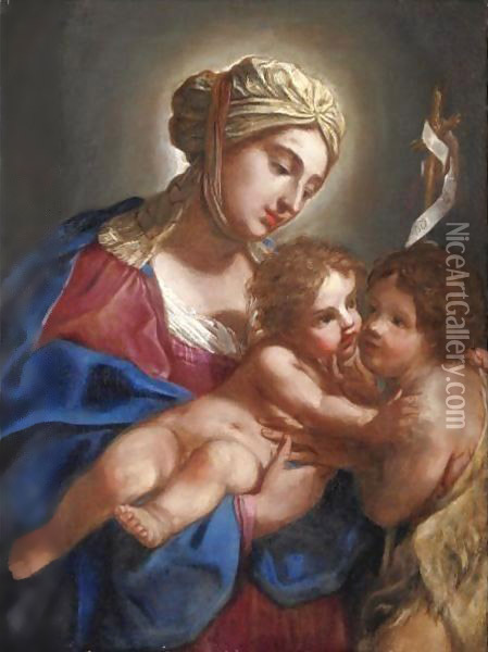 Madonna Con Bambino E San Giovannino Oil Painting - Elisabetta Sirani