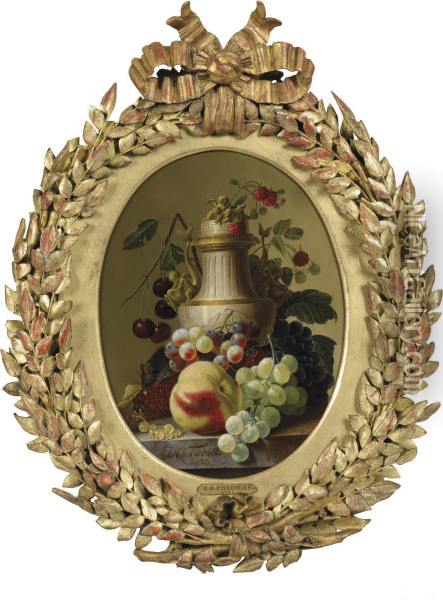 Nature Morte De Fruits Avec Une Souris Oil Painting - Johannes Hendrick Fredriks