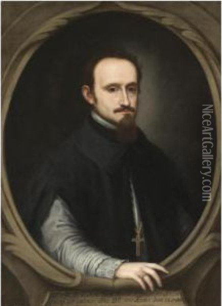 Portrait Of Ambrosio Ignacio Spinola Y Guzman, Archbishop Ofseville (1668-1684) Oil Painting - Pedro Nunez De Villavicencio