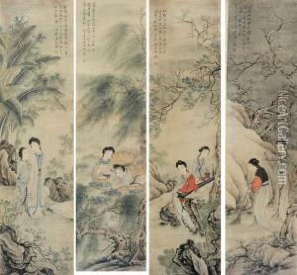 Beauties Of The Four Seasons Oil Painting - Pan Zhenyong